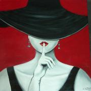 Femme au chapeau acrylique